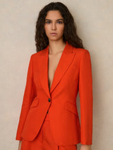Single Breasted Suit Jacket With Linen in Orange | Reiss USA