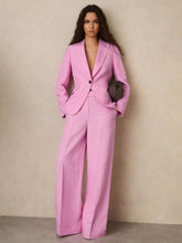 Wide-Leg Trousers With Linen in Pink | Reiss US