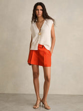 Tailored Shorts With Linen in Orange | Reiss Onsale