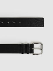 Leather Square Roller Buckle Belt in Black | Reiss Near Me
