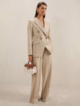 Linen-Blend Wide-Leg Trousers in Neutral | Reiss US
