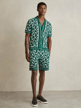 Abstract-Pattern Towelling Shorts in Green/White | Reiss Discount