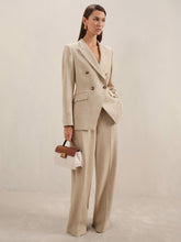 Petite Linen-Blend Double-Breasted Suit Jacket in Neutral | Reiss Discount