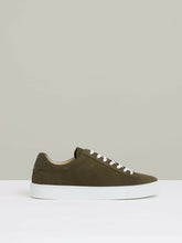 Nubuck-Leather Low-Top Trainers in Olive Green | Reiss