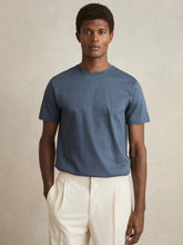 Mercerised-Cotton Ribbed T-Shirt in Airforce Blue | Reiss For Sale