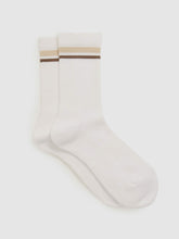 Cotton-Blend Striped Crew Socks in White | Reiss Near Me