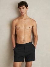 Side-Adjuster Swim Shorts in Black | Reiss Onsale