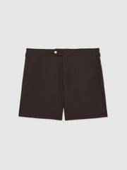 Side-Adjuster Swim Shorts in Chocolate Brown | Reiss Onsale