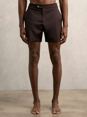 Side-Adjuster Swim Shorts in Chocolate Brown | Reiss Onsale