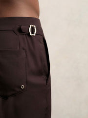 Side-Adjuster Swim Shorts in Chocolate Brown | Reiss Onsale