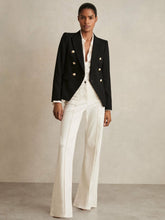 Petite Tailored Fit Textured Double Breasted Blazer in Black | Reiss Near Me
