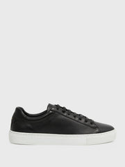 Leather Low-Top Trainers in Black | Reiss