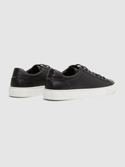 Leather Low-Top Trainers in Black | Reiss