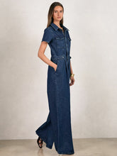 Good American Wide-Leg Denim Jumpsuit in Dark Indigo | Reiss US