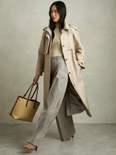 Wool-Blend Wide-Leg Pinstripe Trousers in Grey | Reiss Discount