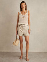 Linen Whipstitch Shorts in Neutral | Reiss US