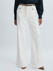 Paige Wide-Leg Patch Pocket Jeans in Ecru | Reiss Sale