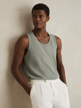 Textured Crew Neck Ribbed Vest in Sage Green | Reiss US
