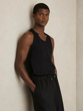 Textured Crew Neck Ribbed Vest in Black | Reiss Sale