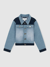 13-14 yrs Patchwork Two-Tone Denim Jacket in Blue | Reiss