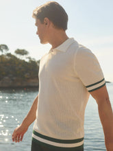 | Ché Knitted Half-Button Polo Shirt in White | Reiss