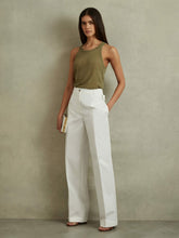 Cotton Wide Leg Suit Trousers in White | Reiss