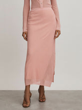 Carrie Pink Anna Quan Sheer Ribbed Knitted Midi Skirt | Reiss For Sale