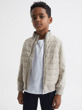 3-9 yrs Funnel Neck Quilted Hybrid Jacket in Stone | Reiss Sale