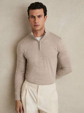 Merino Wool Half-Zip Jumper in Wheat Melange | Reiss Onsale