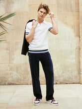 Velour Jogger With Piping in Navy | Reiss US