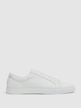 Tumbled-Leather Low-Top Trainers in White | Reiss For Sale