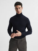 Slim Fit Merino Wool Roll Neck Jumper in Navy | Reiss For Sale