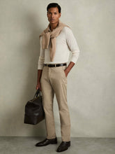 Slim Fit Washed Cotton Blend Chinos in Stone | Reiss US