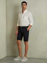 Cotton Chino Shorts with Stretch in Navy | Reiss US