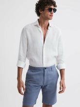 Cotton-Linen Blend Shorts in Airforce Blue | Reiss For Sale