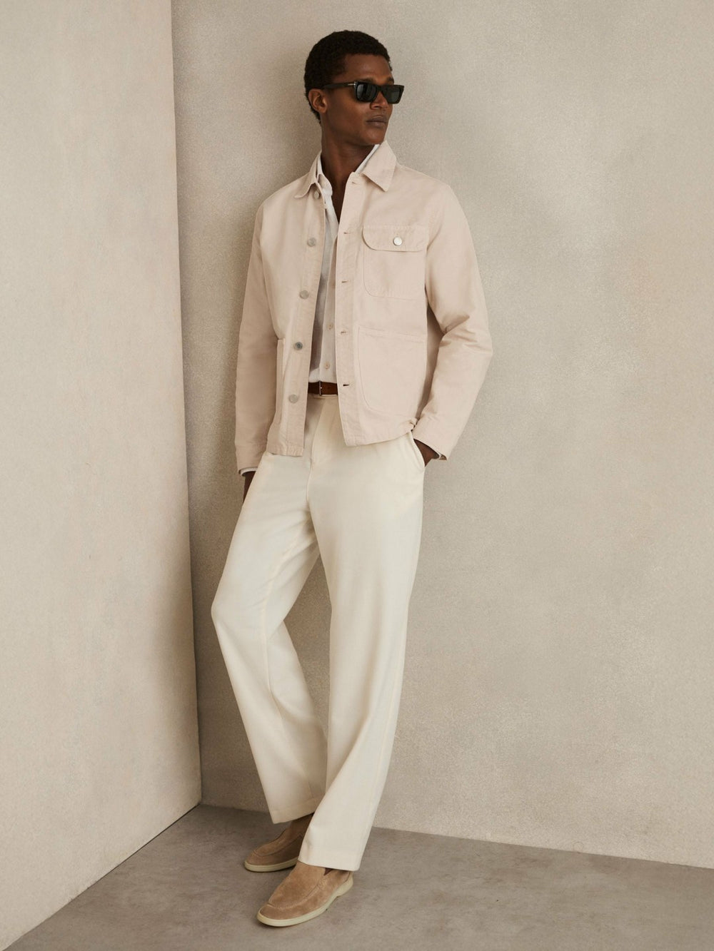 Cotton Worker Jacket in Stone | Reiss Onsale