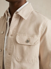 Cotton Worker Jacket in Stone | Reiss Onsale