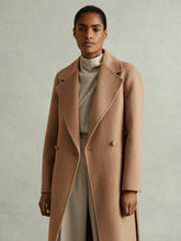 Petite Wool Blend Double Breasted Blindseam Coat in Light Camel | Reiss