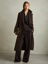 Wool Blend Double Breasted Blindseam Coat in Chocolate | Reiss Near Me