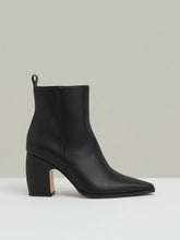 Leather Blocked Heel Ankle Boots in Black | Reiss Sale