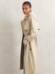 Hooded Insert Trench Coat in Stone | Reiss