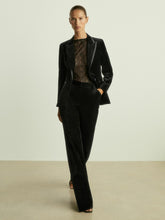 Velvet Flared Suit Trousers in Black | Reiss Sale