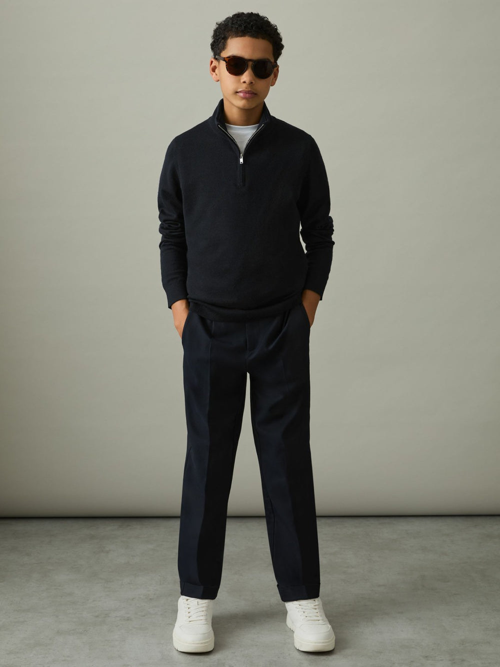 9-13 yrs Two Pack Of Merino Wool Zip-Neck Jumpers in Navy/Dark Bordeaux | Reiss Near Me
