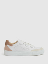 Leather Contrast Detail Trainers in White/Nude | Reiss