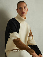Wool-Cashmere Colourblock-Intarsia Jumper in Cream/Brown | Reiss