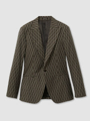 Monogram-Jacquard Twill Blazer in Chocolate Brown | Reiss Discount