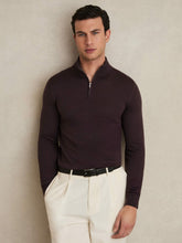Merino Wool Half-Zip Jumper in Dark Bordeaux | Reiss Onsale
