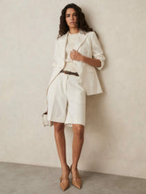 Petite Linen-Blend Bermuda Shorts in White | Reiss Discount