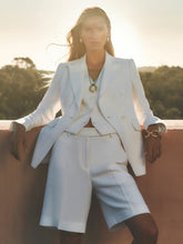 Linen-Blend Bermuda Shorts in White | Reiss Onsale