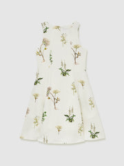 9-13 yrs | NYBG Linen Floral Flared Dress in Ivory | Reiss USA
